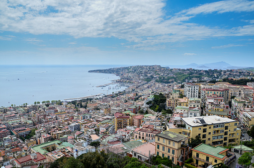 The city and the Gulf of Naples seen from the upper part of the city.