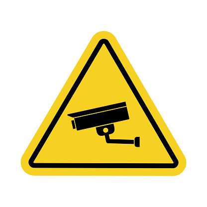 Video surveillance sign. Warning symbol. Video surveillance is in progress icon.