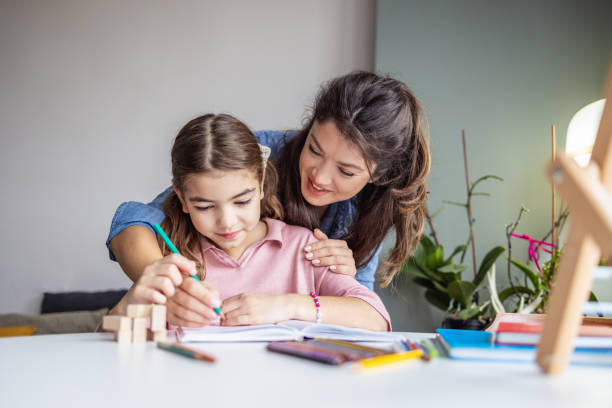 istock Mother assisting her daughter in learning 1369602592