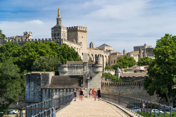 On the Pont d'Avignon stock photo