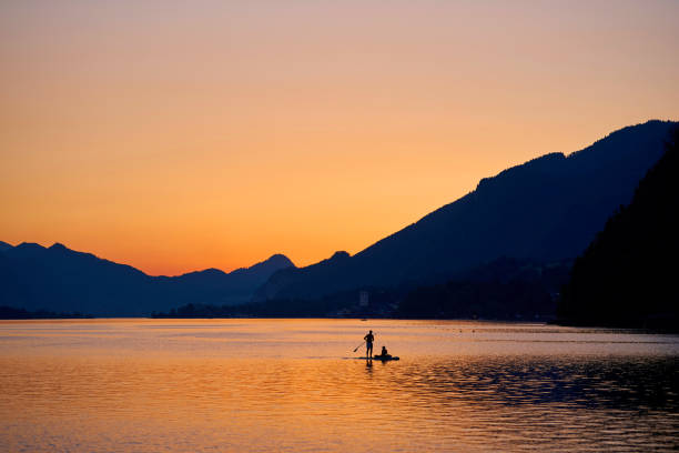 Winter in Carinthia. Sunset over the \