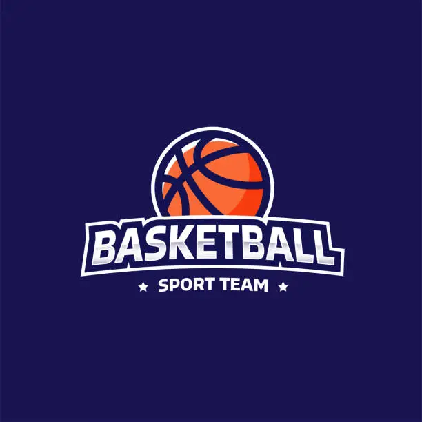 Vector illustration of asketball Logo emblem. Sport badge logo vector design. Modern. Orange ball. Логотип баскетбольной команды. Баскетбольный клуб.