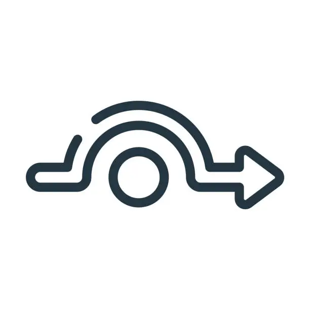 Vector illustration of detour thin line icon. arrow, road linear icons from user interface concept isolated outline sign. Vector illustration symbol element for web design and apps..