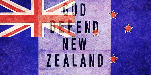 New Zealand Flag and National Anthem in a Watercolour Effect. Because sometimes you might want a more illustrative image for an organic look. This is for the Rise in Patriotism Concept.