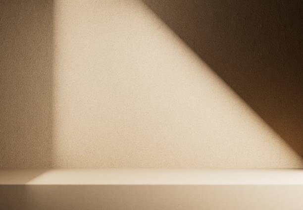 product podium stage for mockup presentation, nude beige color, natural texture, background - bege imagens e fotografias de stock