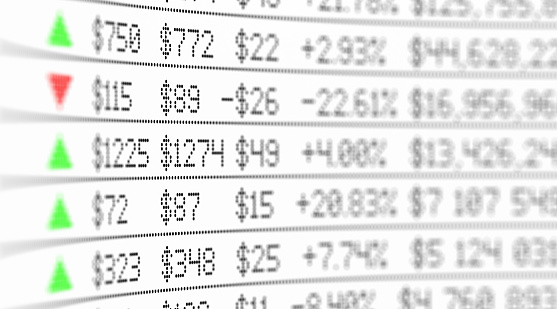 Stock market business graph chart on digital screen. Success and loss money concept. Trading screen board. Financial 3d illustration.