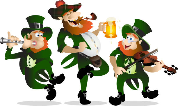 st. patricks day - irish culture republic of ireland st patricks day dancing stock-grafiken, -clipart, -cartoons und -symbole