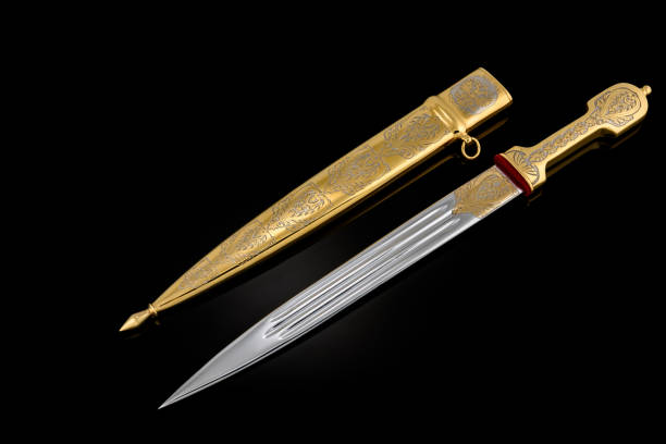 istock collectible silver dagger with scabbard on black 1369628488