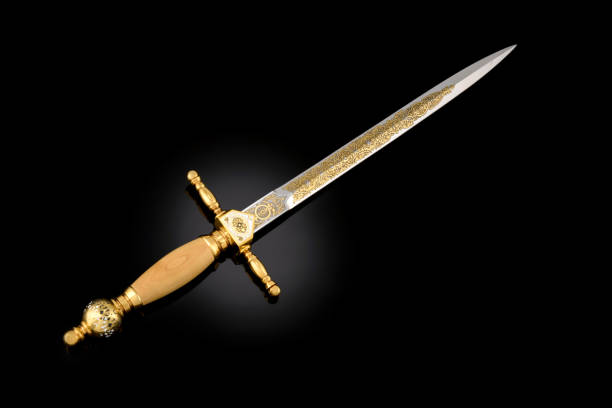 istock collectible silver dagger with scabbard on black 1369628509