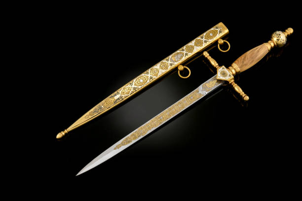 istock collectible silver dagger with scabbard on black 1369628511