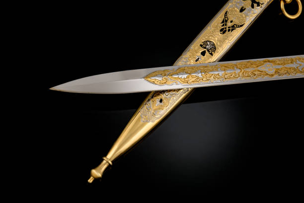 istock collectible silver dagger with scabbard on black 1369628524