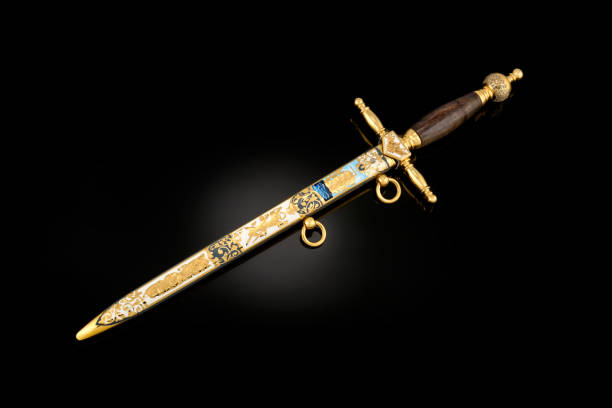 istock collectible silver dagger with scabbard on black 1369628534