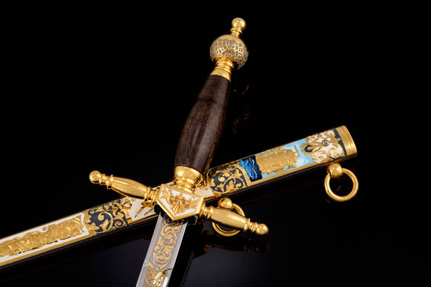 istock collectible silver dagger with scabbard on black 1369628586