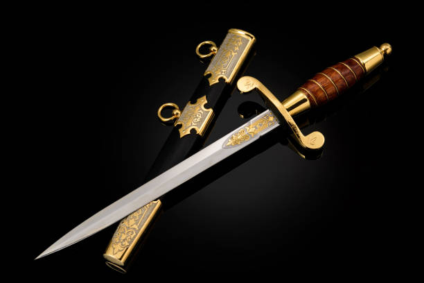 istock collectible silver dagger with scabbard on black 1369628614