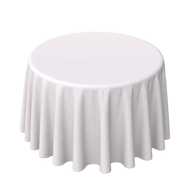 white round tablecloth 3d - banquet table set restaurant imagens e fotografias de stock