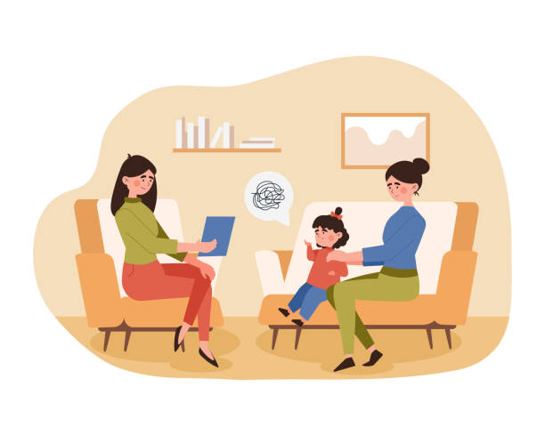 아동 심리 치료 개념 - psychiatrists couch stock illustrations