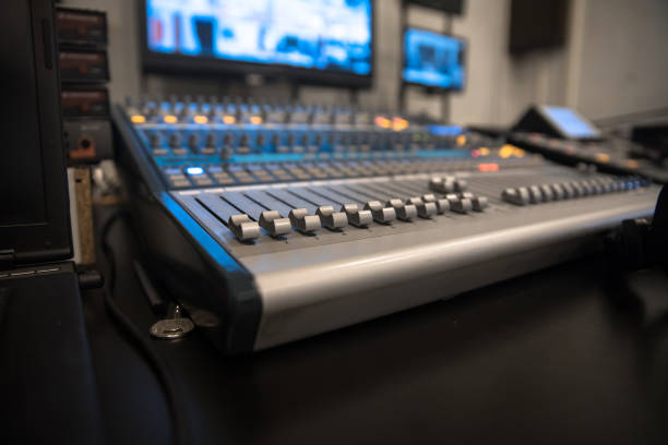istock Audio sound music mixer closeup 1369638268