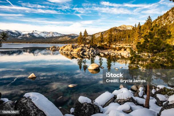 Winter Afternoon At Sand Harbor Stock Photo - Download Image Now - Lake Tahoe, Lake, Winter