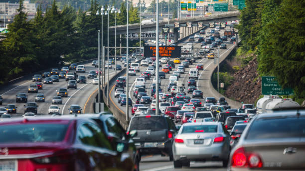 tráfego de estrada - seattle, washington - traffic congestion - fotografias e filmes do acervo