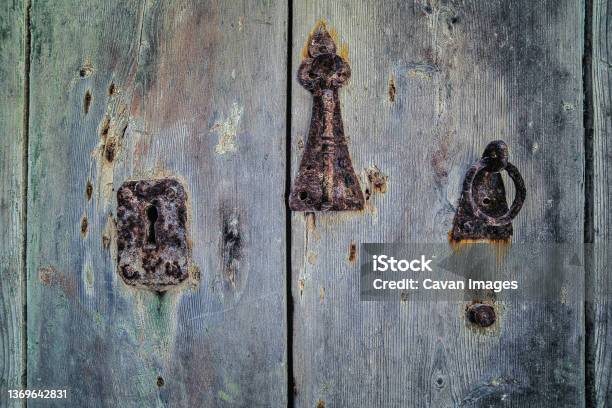 Old Rusty Fittings On A Medieval Door In Mdina Stock Photo - Download Image Now - Ancient, Architecture, Beauty
