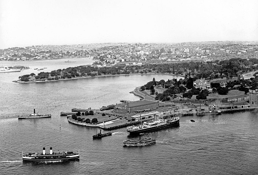 Bennalong point, Sydney, Australia in  1930. Then a tram depot now the Sydney Opera House.
