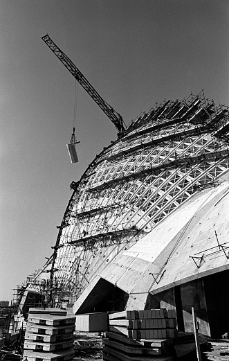 March 1966, Workers on the construction site of the Sydney Opera House .
