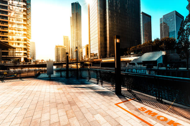 istock Empty ground front of modern buildings 1369645422