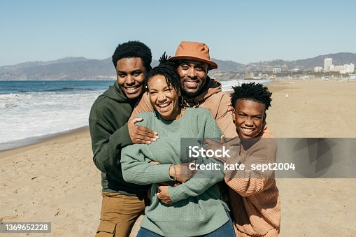 istock Family with two kids on their  Holidays in California near the ocean 1369652228