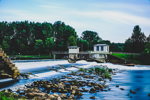 A waterfall in the city of \