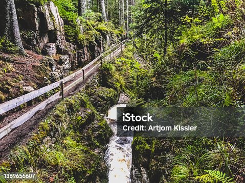 istock A small stony river with waterfalls in the Black Forest. 1369656607