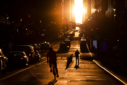 City life sunset in midtown Manhattan.