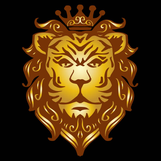 istock The lion king drawing, the head of a lion in the crown 1369664595