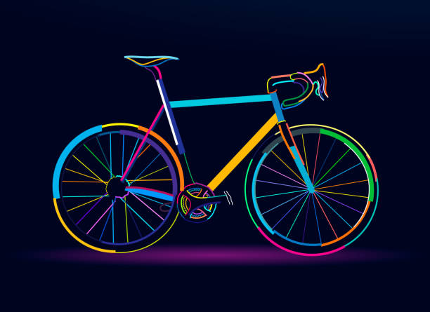 Abstract bicycle, sports mountain bike, colorful drawing Abstract bicycle, sports mountain bike, colorful drawing. Vector illustration of paints cycling borders stock illustrations