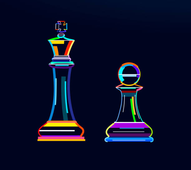 Peças de jogo de xadrez realista conjunto de ícones 3d com