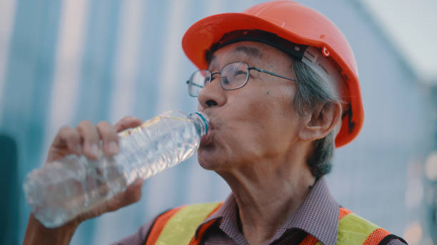 istock Elderly workers working in a shipping port 1369666739