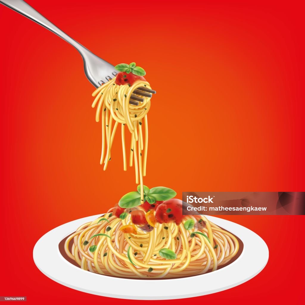 Spaghetti Pull Vector Vector Spaghetti On Forkillustration Vector Stock Illustration ...