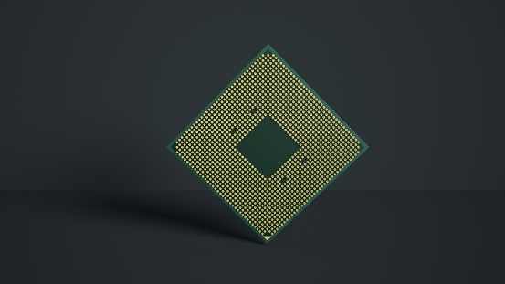 Image Of Cpu Processor Chip On A Black Background Equipment And ...