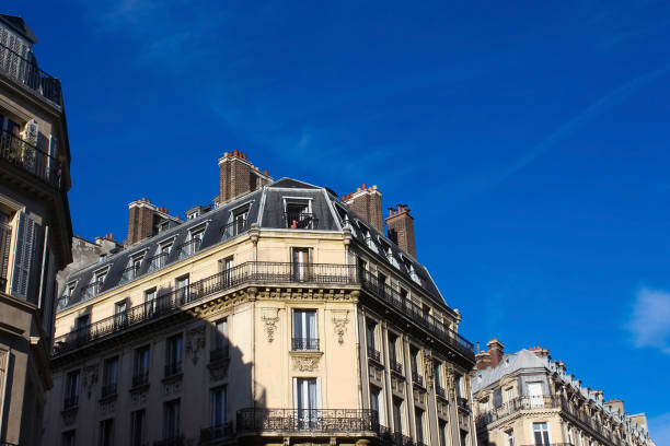 The old facade at center of Paris at France