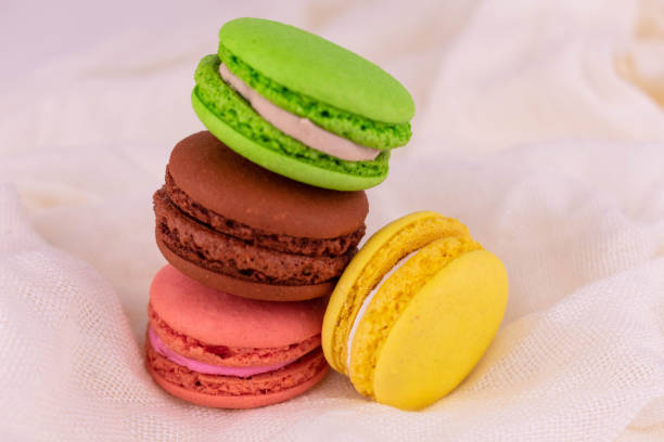 istock Colorful French macarons on a white background. 1369678780
