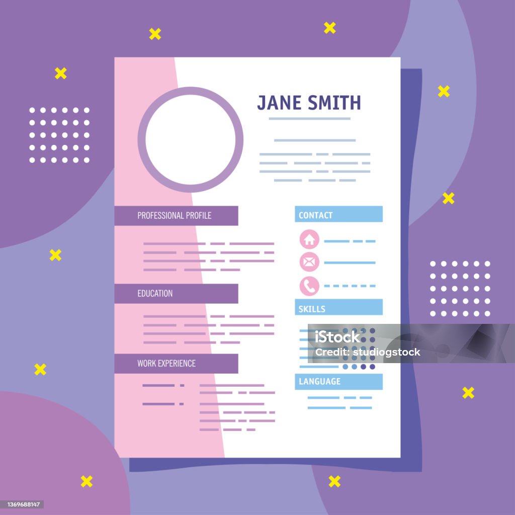 Pink Cv Sample Pink Cv Template Stock Illustration - Download Image Now - Résumé ...