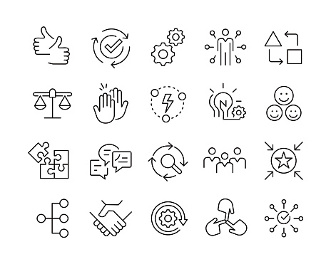 Teamwork Icons - Vector Line Icons. Editable Stroke. Vector Graphic