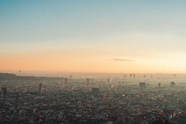 istock Panoramic view of Barcelona, ​​Smog over Barcelona, ​​pollution 1369688608