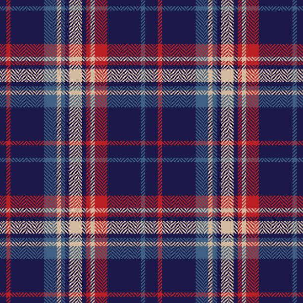 Tartan check plaid pattern in navy blue, red, beige for spring summer autumn winter. Seamless vector illustration for flannel shirt, pyjamas, blanket, throw, scarf, other modern fashion textile print. Tartan check plaid pattern in navy blue, red, beige for spring summer autumn winter. Seamless vector illustration for flannel shirt, pyjamas, blanket, throw, scarf, other modern fashion textile print. spring fashion stock illustrations
