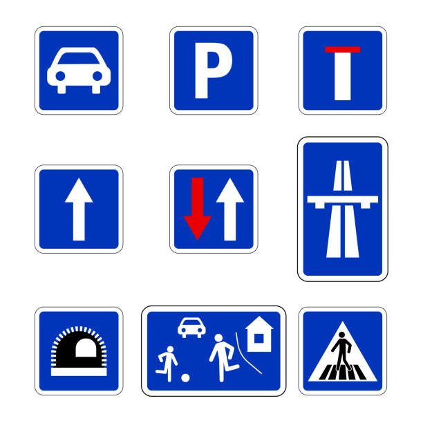 печатать - road sign arrow sign blue built structure stock illustrations