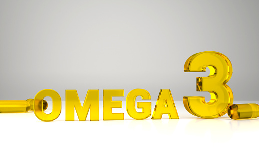 A capsule full of omega-3 fatty acid capsules Omega 3. Healthcare and medicine concept.