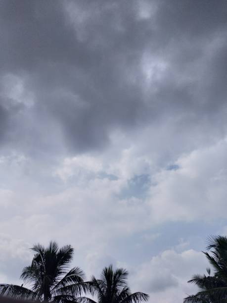 istock Spectacular cloudy and rainy clouds visible in the morning sky. 1369691406