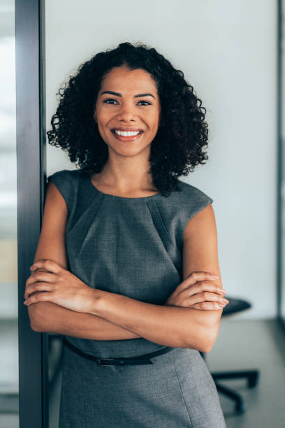 Portrait of African American businesswoman stock photo