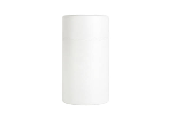 Cylinder shape box (Clipping Path) on the white background stock photo