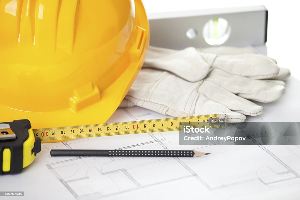 Reforma de casa conceito de equipamentos de construção - Foto de stock de Amarelo royalty-free