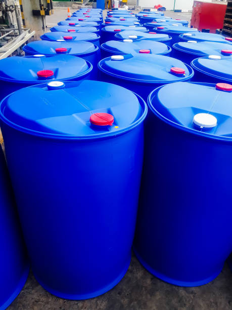istock Blue chemical plastic drum: 200 Kg. 1369697688